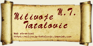 Milivoje Tatalović vizit kartica